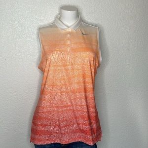 Nike Golf Orange Ombre Sleeveless Polo Size L